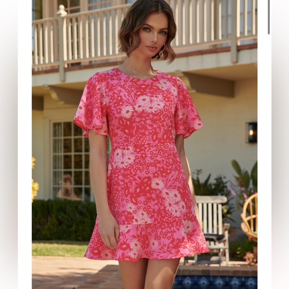 Lover Girl Flouncy Flare Mini Dress Sugar lips large new with tags - Picture 2 of 15